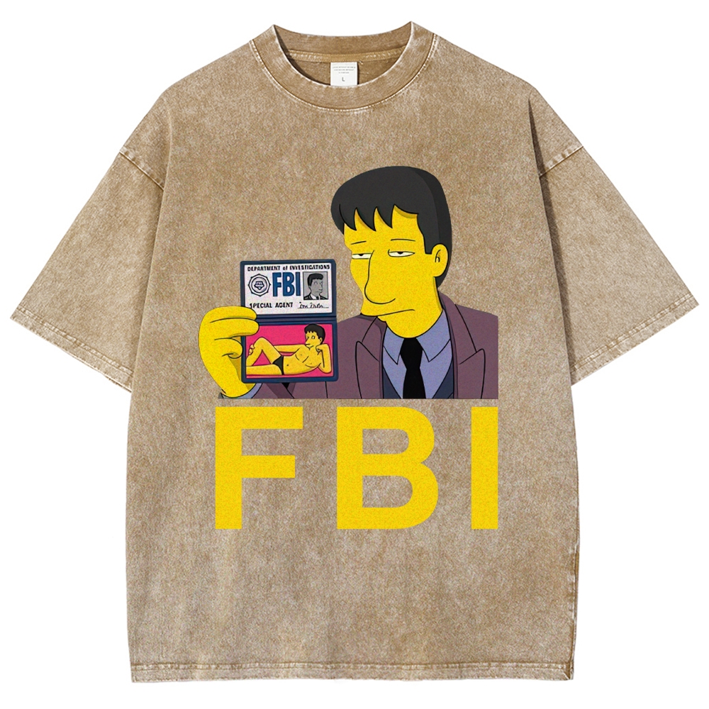 The Simpsons FBI Agent Meme Washed T-Shirt 