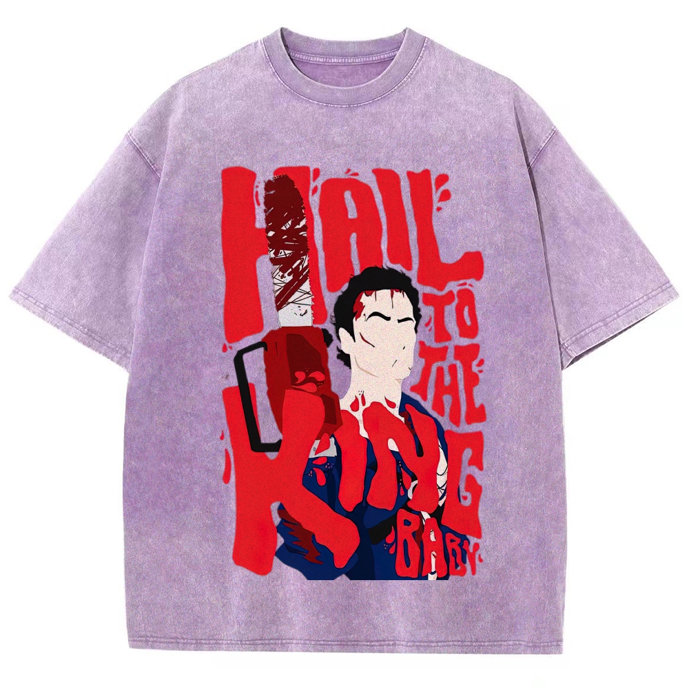 "Hail to the King Baby" Evil Dead Horror Movie Quote Vintage Washed T-Shirt