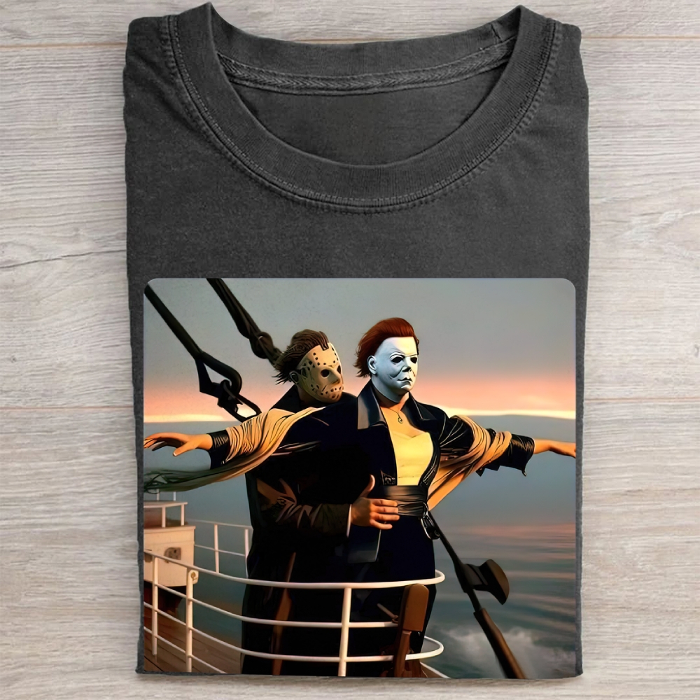 Horror Duo Titanic Parody Vintage Washed Tee