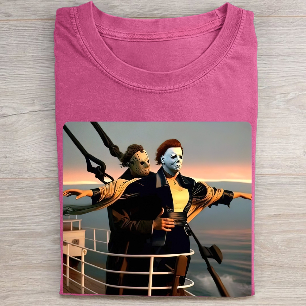 Horror Duo Titanic Parody Vintage Washed Tee