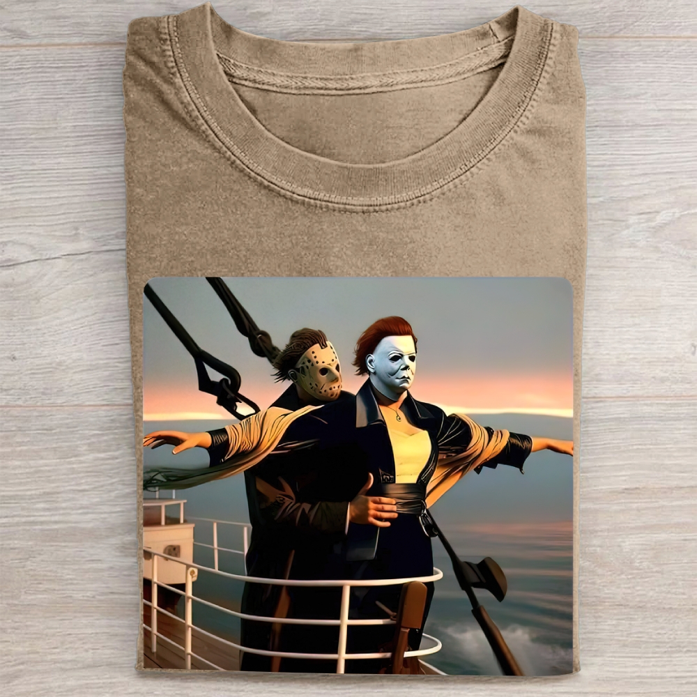 Horror Duo Titanic Parody Vintage Washed Tee
