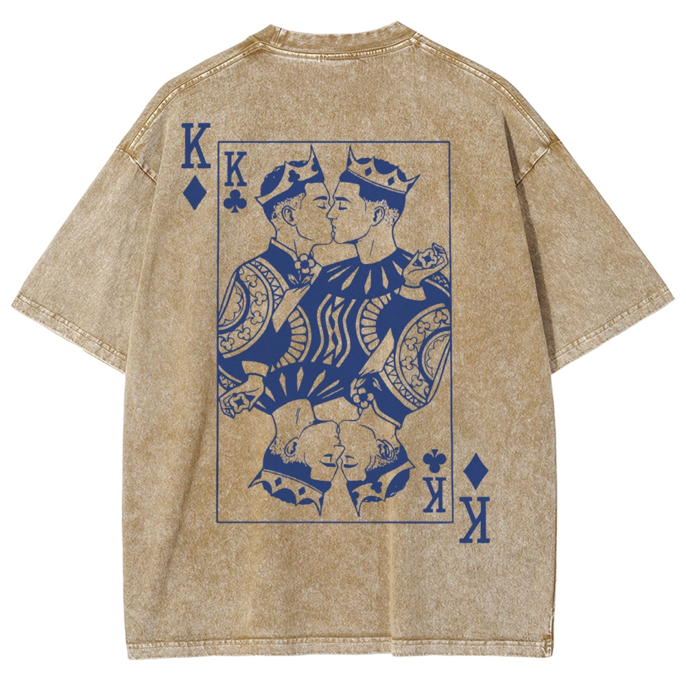 King of Poker, Same-Sex Couple Poker Washed T-Shirt 