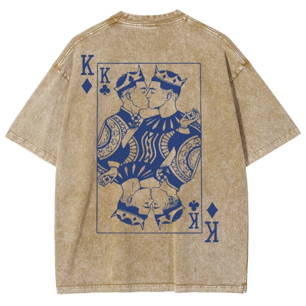 King of Poker, Same-Sex Couple Poker Washed T-Shirt 