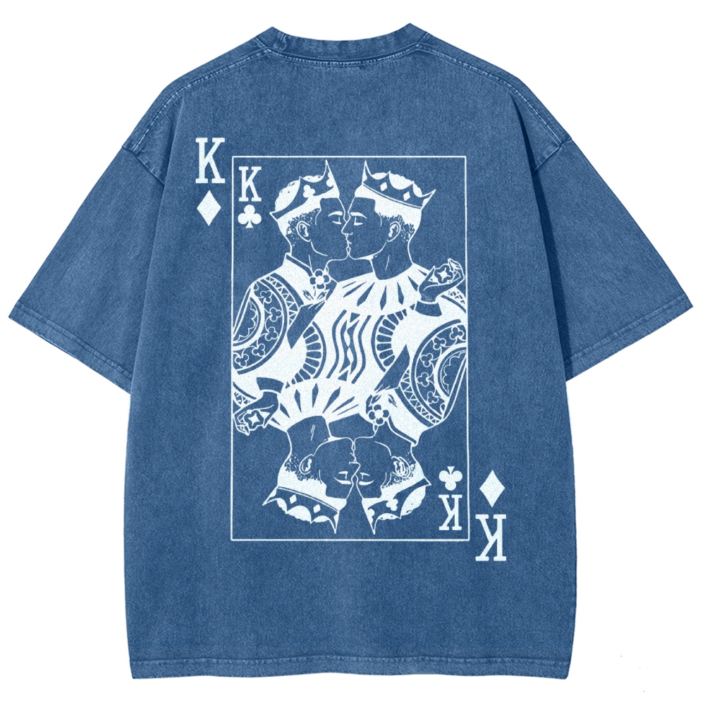 King of Poker, Same-Sex Couple Poker Washed T-Shirt 