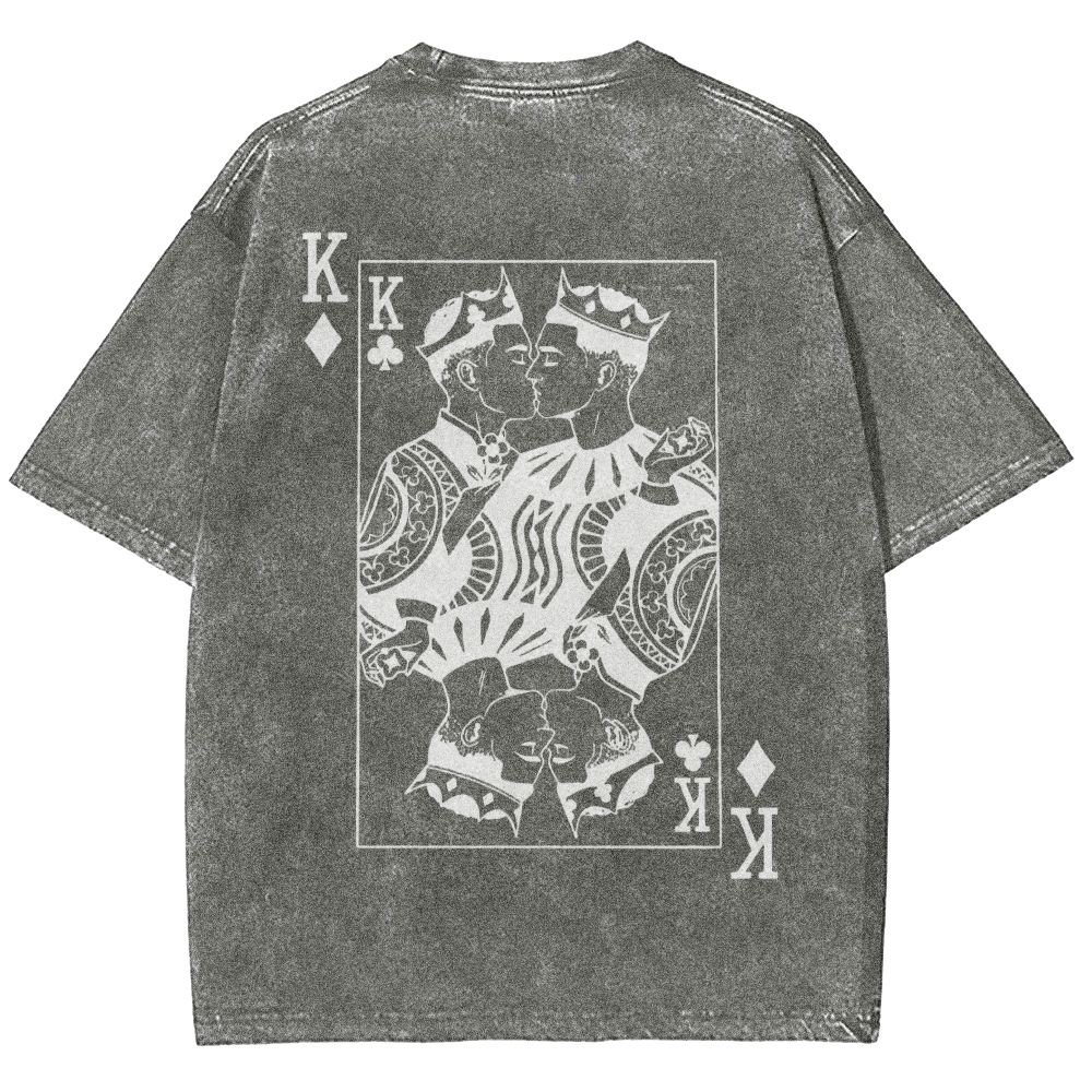 King of Poker, Same-Sex Couple Poker Washed T-Shirt 