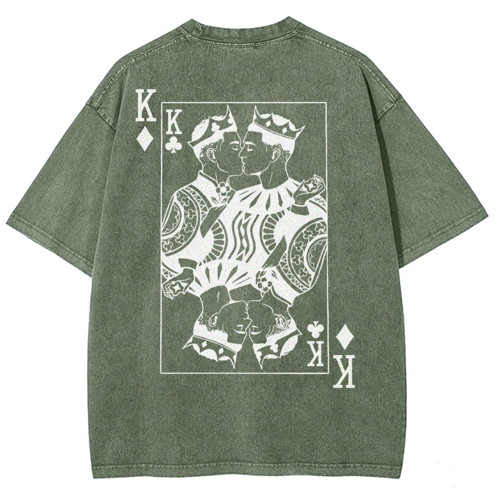 King of Poker, Same-Sex Couple Poker Washed T-Shirt 