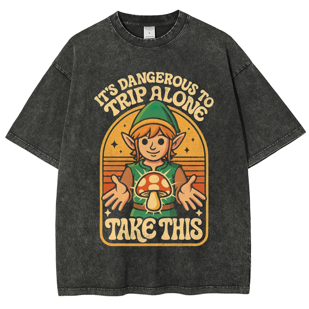 Retro Mushroom Elf Retro Gaming Quote Vintage Washed T-Shirt 