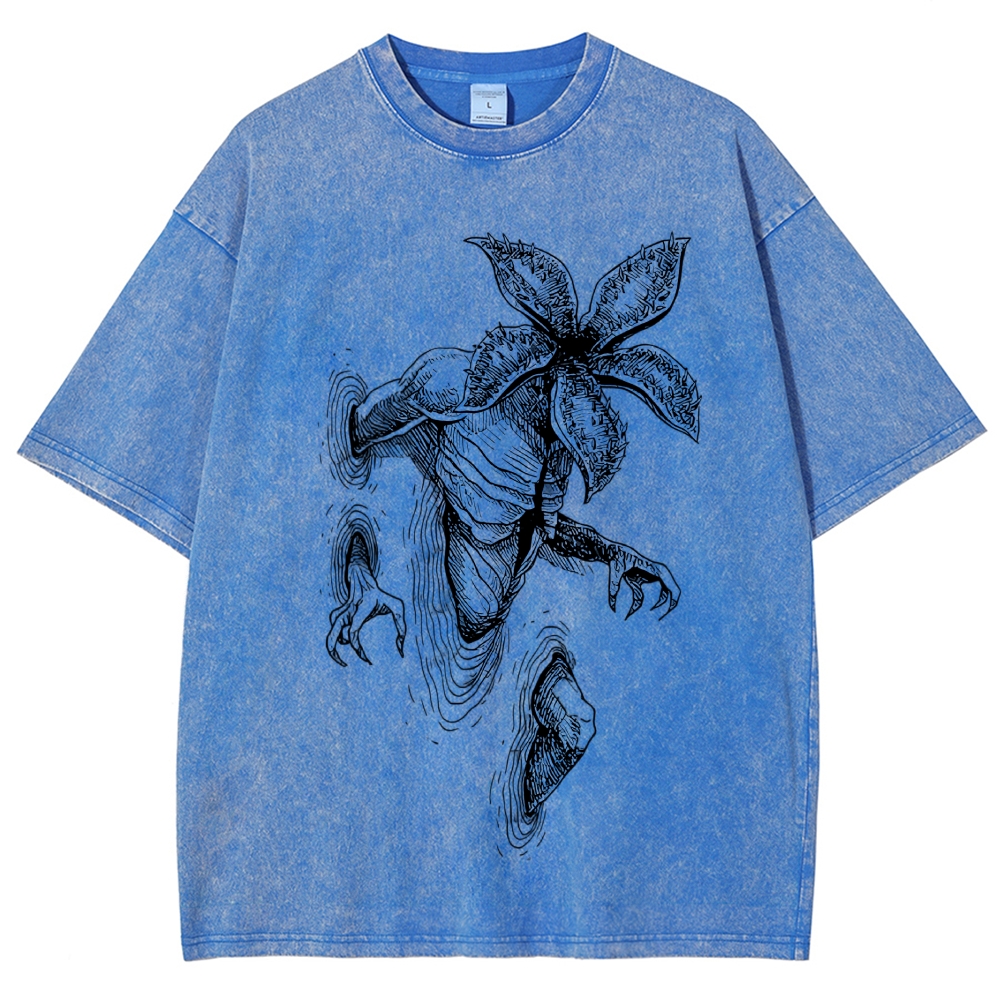 Demogorgon Ink Sketch Horror Monster Vintage Washed T-Shirt