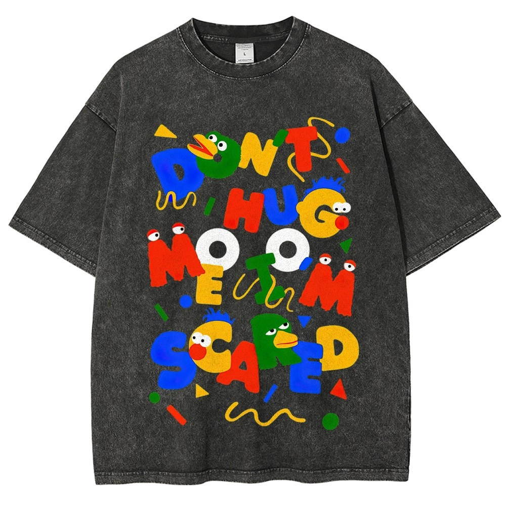 DHMIS Letter Art Cute Character Vintage Washed T-Shirt 