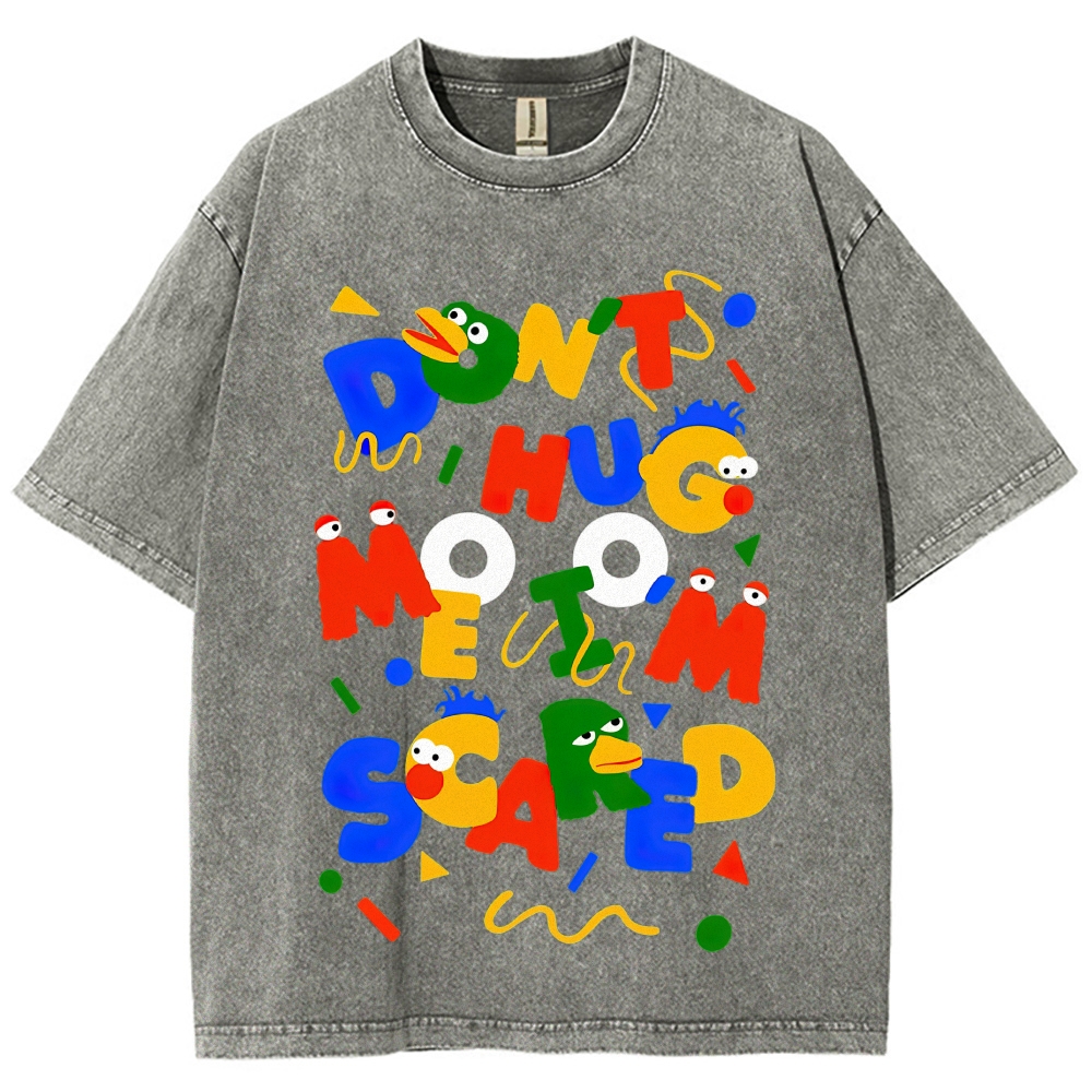DHMIS Letter Art Cute Character Vintage Washed T-Shirt 