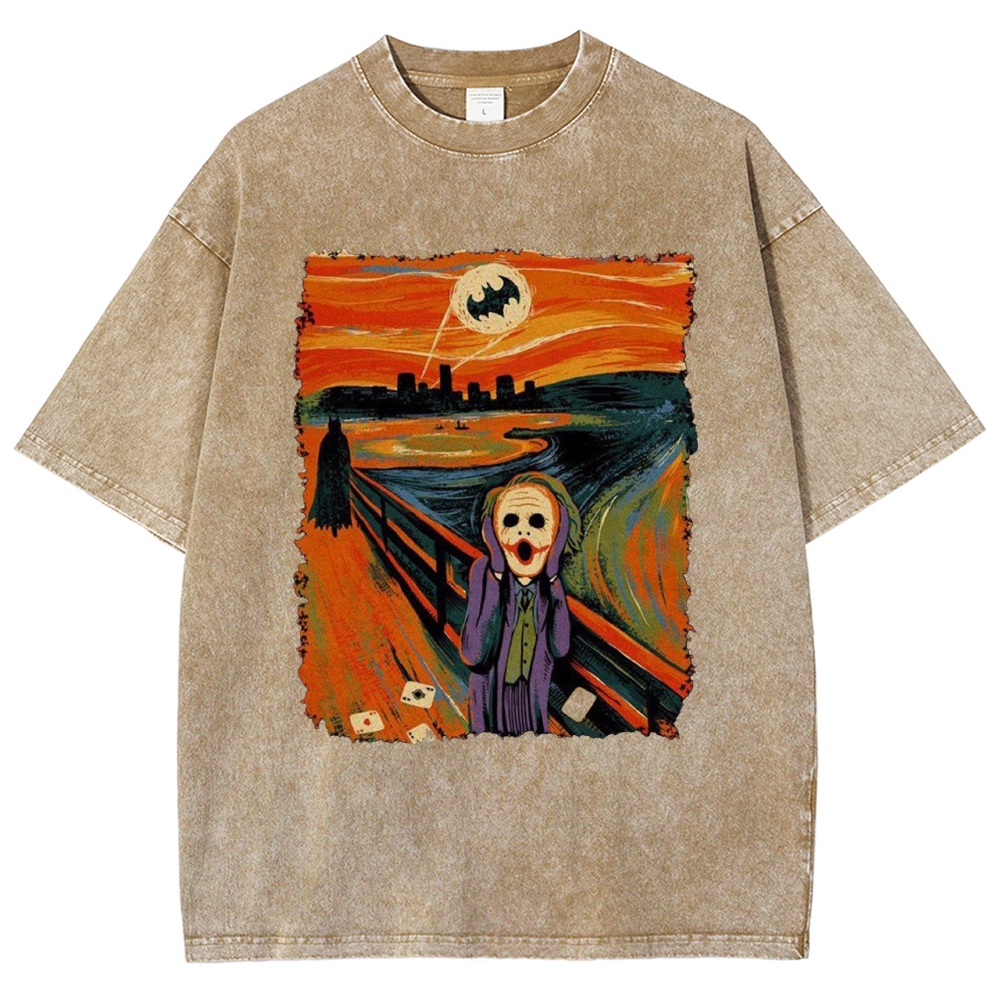 Distressed Edge Villain Scream Art Retro Washed T-Shirt