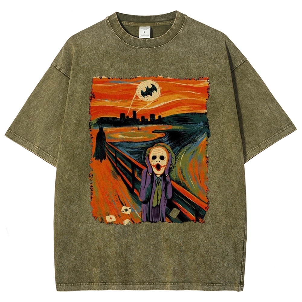 Distressed Edge Villain Scream Art Retro Washed T-Shirt