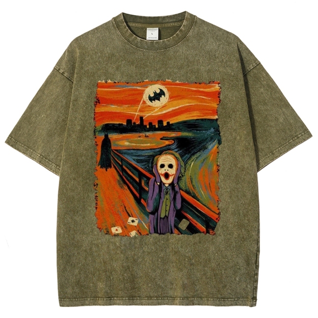 Distressed Edge Villain Scream Art Retro Washed T-Shirt