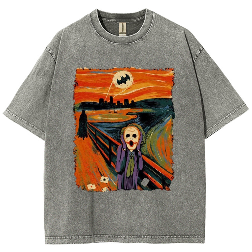 Distressed Edge Villain Scream Art Retro Washed T-Shirt