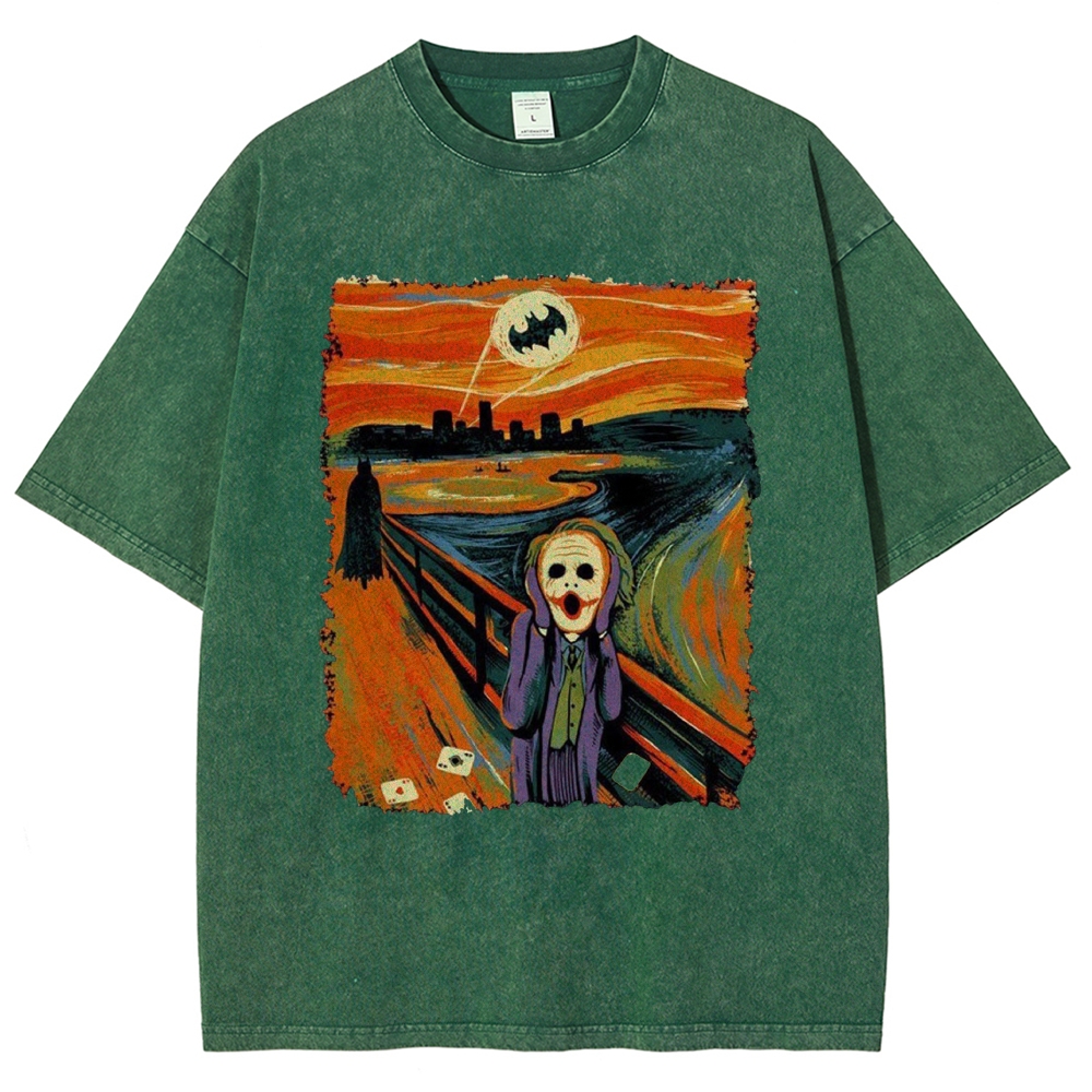 Distressed Edge Villain Scream Art Retro Washed T-Shirt