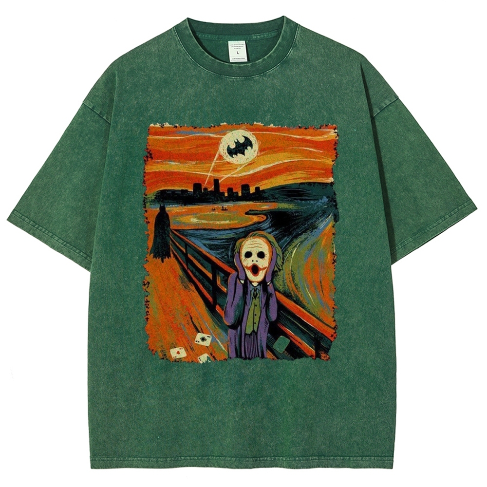 Distressed Edge Villain Scream Art Retro Washed T-Shirt