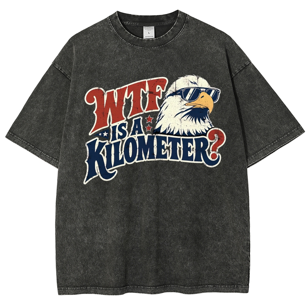 USA Retro Sunglasses Eagle Funny Distance Meme Vintage Washed T-Shirt