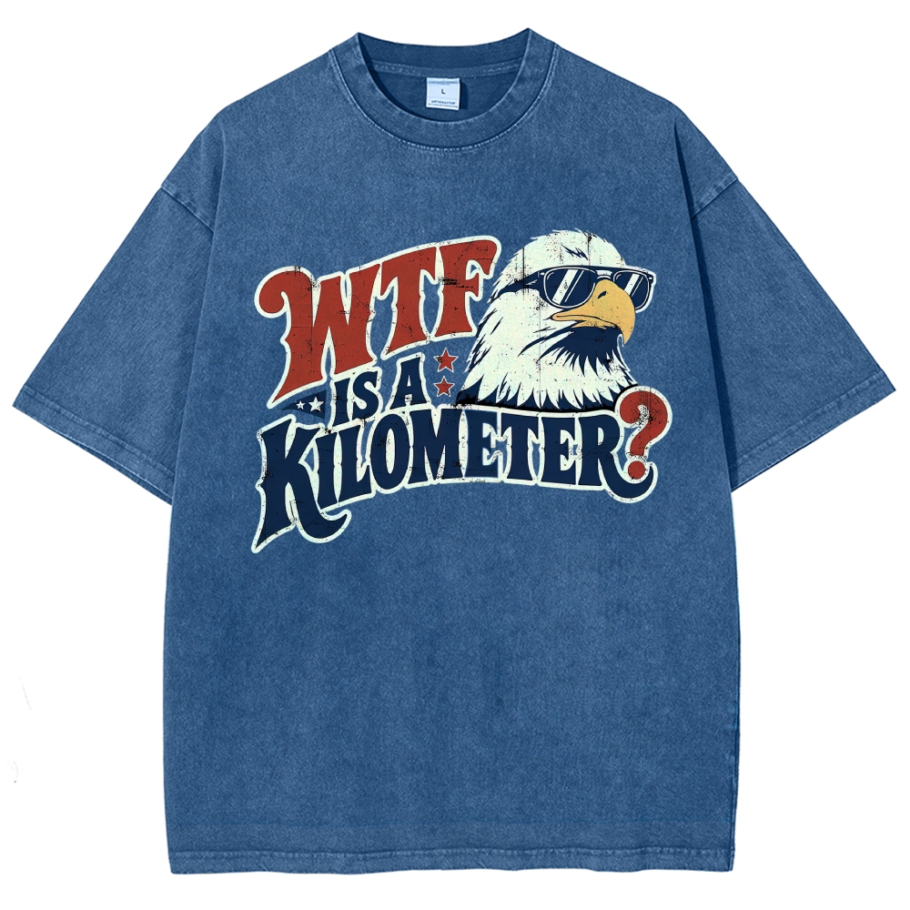 USA Retro Sunglasses Eagle Funny Distance Meme Vintage Washed T-Shirt