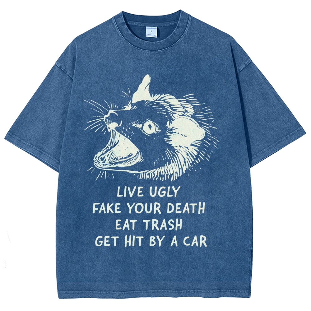 Meme Image Of A Screaming Possum Joke Washed T-Shirt 