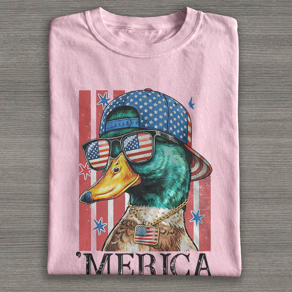 4th of July Mallard Duck Cotton T-shirt 