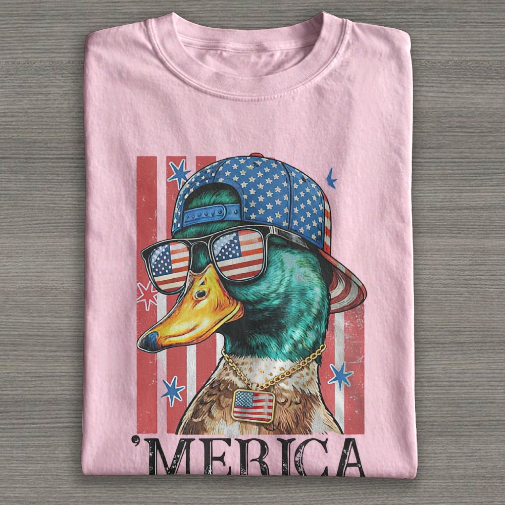 4th of July Mallard Duck Cotton T-shirt 