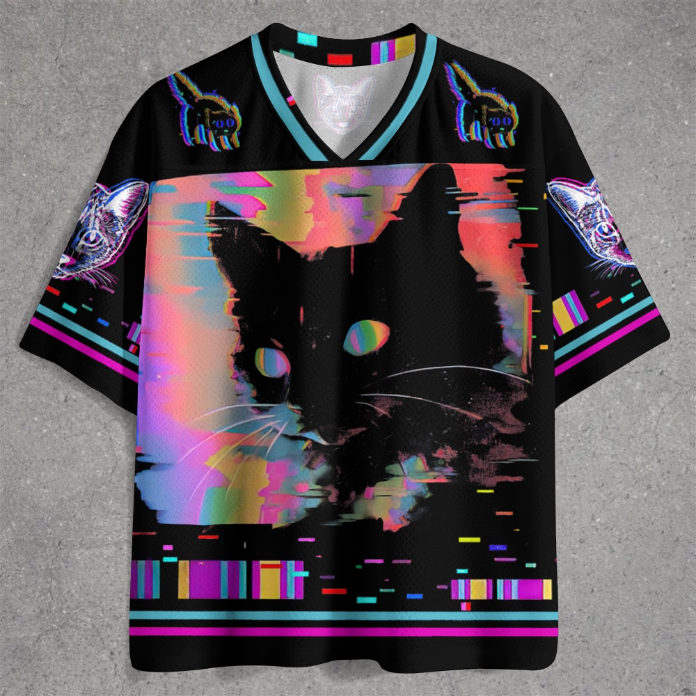Psychedelic Weirdcore Cat Jersey Shirts 