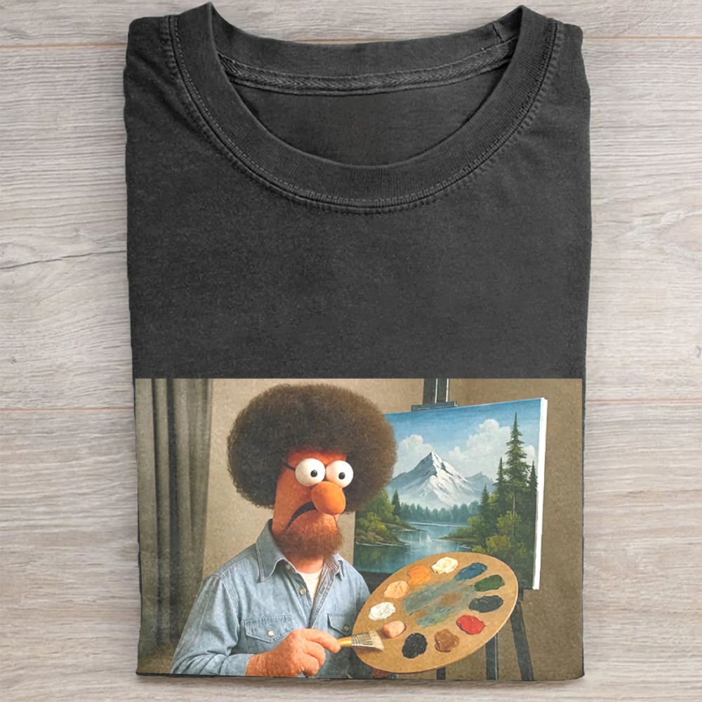 Funny Muppet Artist Graphic Vintage Washed Tee