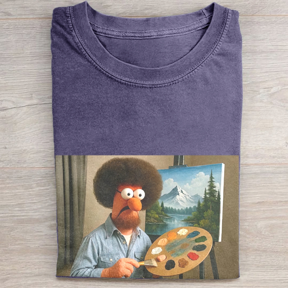 Funny Muppet Artist Graphic Vintage Washed Tee