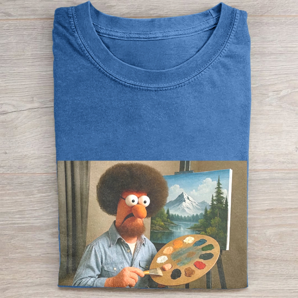 Funny Muppet Artist Graphic Vintage Washed Tee