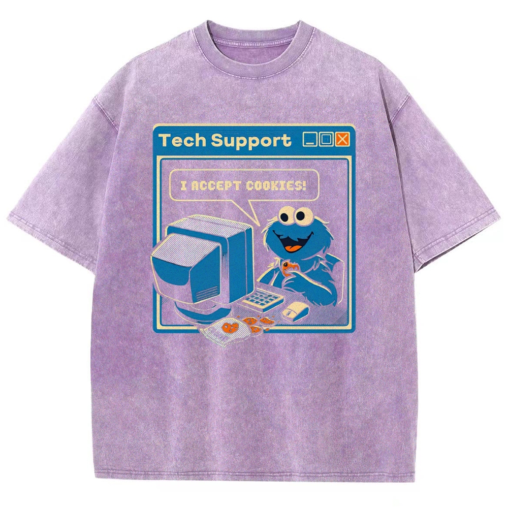 Cookie Monster Tech Support Graphic Washed T-Shirt 