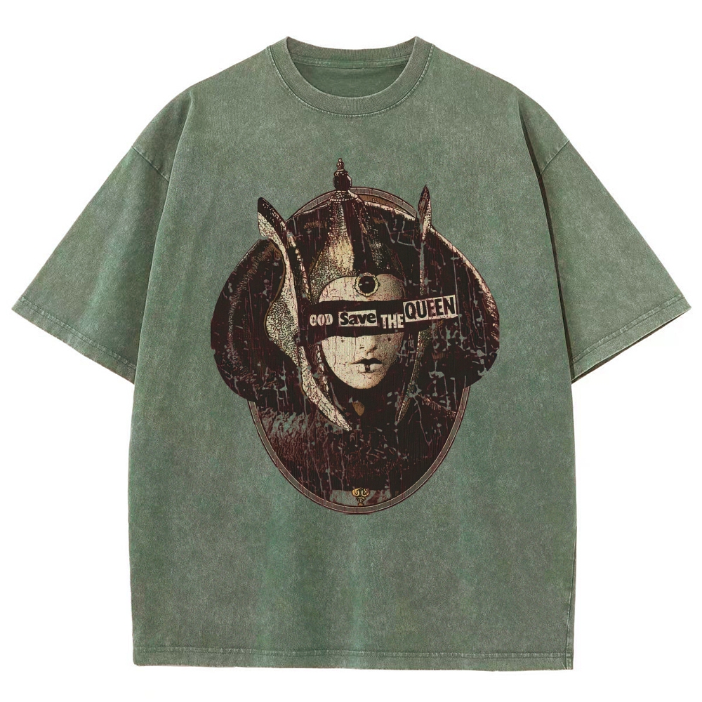 Queen Parody Sci-Fi Graphic Washed T-Shirt