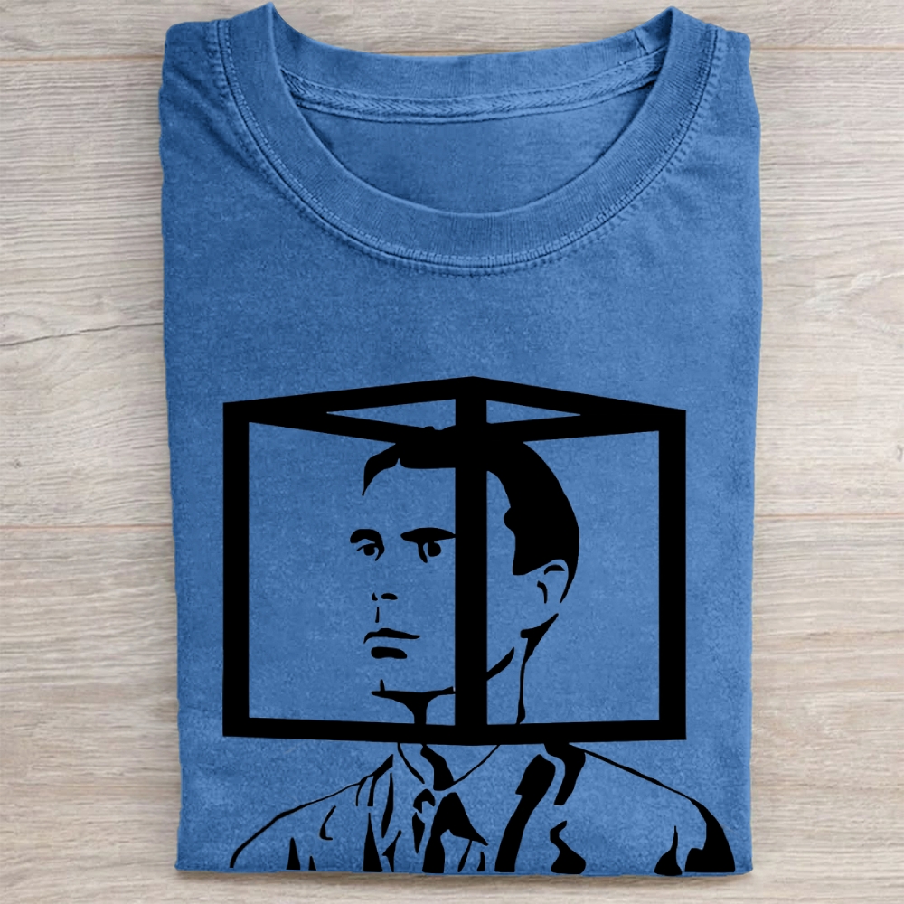 Retro Optical Illusion Portrait Graphic Vintage Washed Tee
