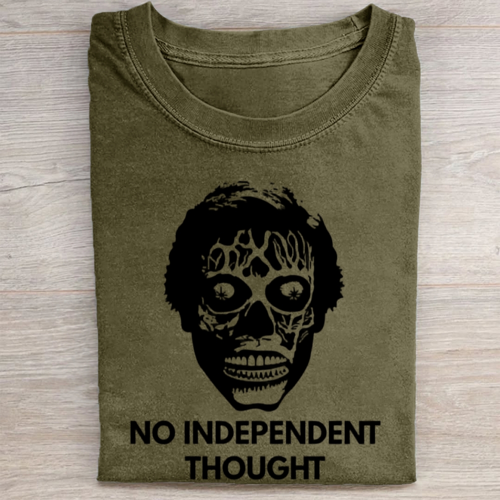 "No Independent Thought" Sci-Fi Horror Graphic Vintage Washed Tee