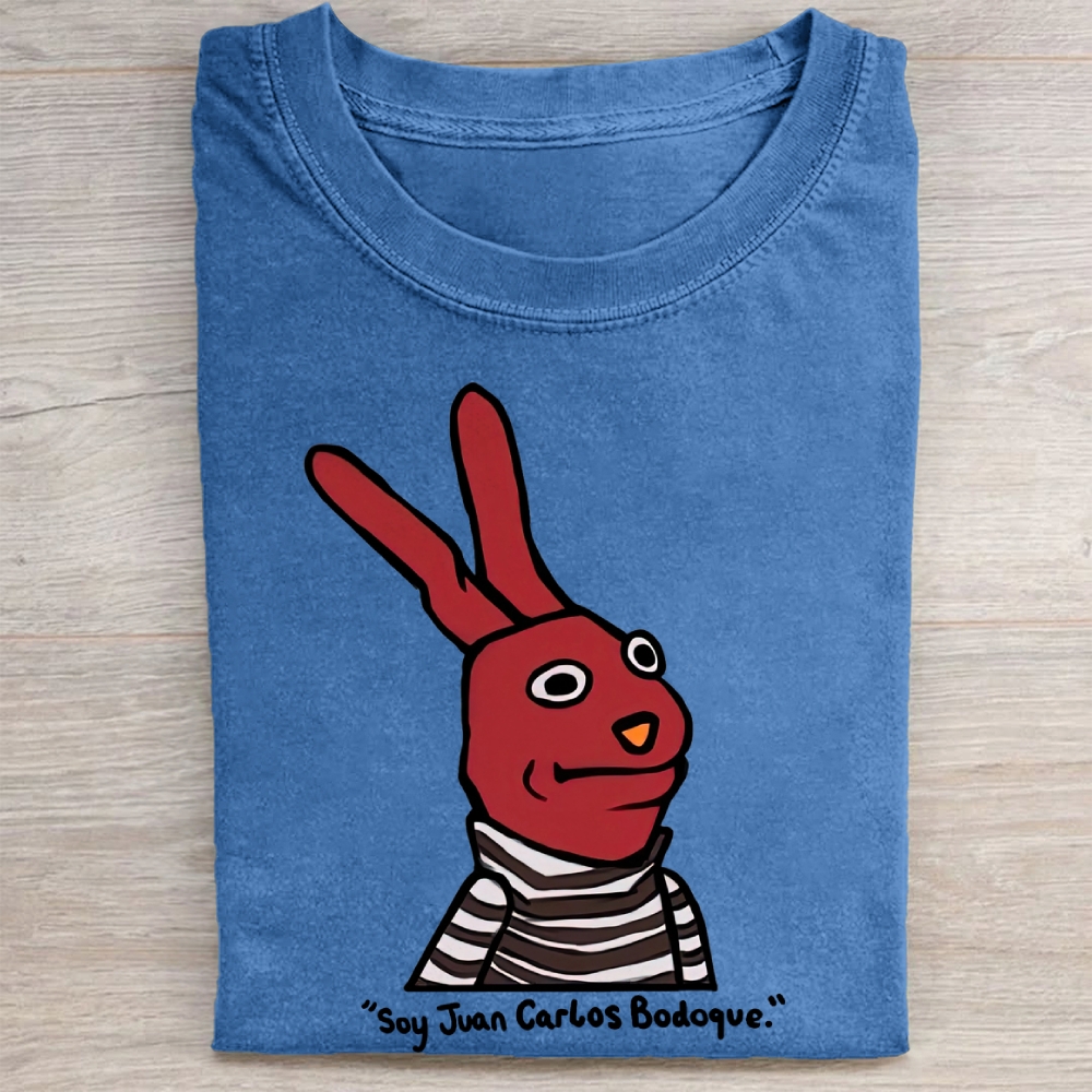 Spanish Meme Bunny Character Print Vintage Washed Tee