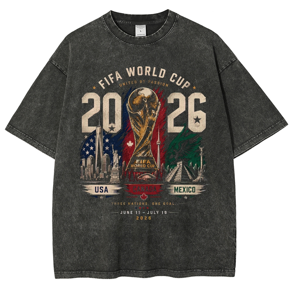 2026 World Cup Trophy Print Washed T-Shirt