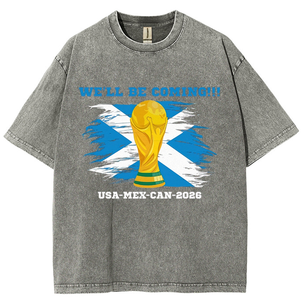2026 World Cup Scotland Flag Print Washed T-Shirt