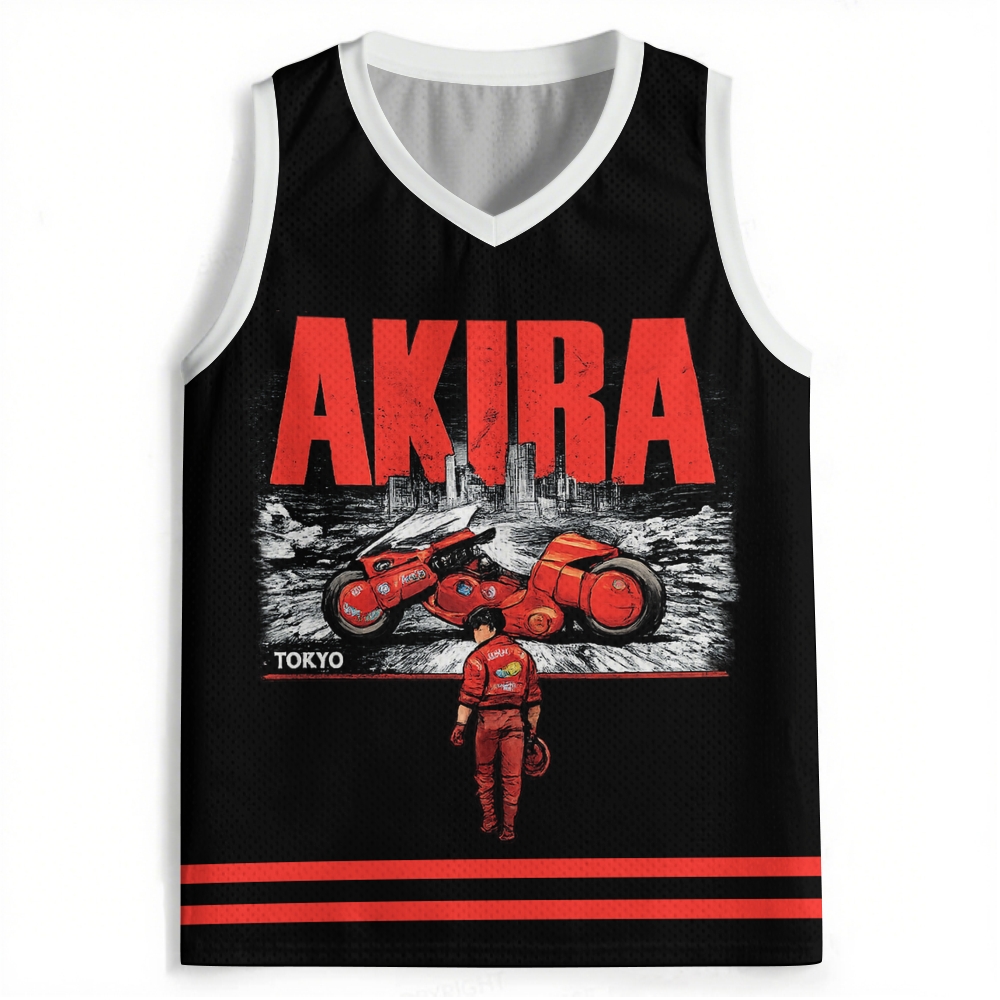Retro Anime Motorcycle Basketball Jersey Tank