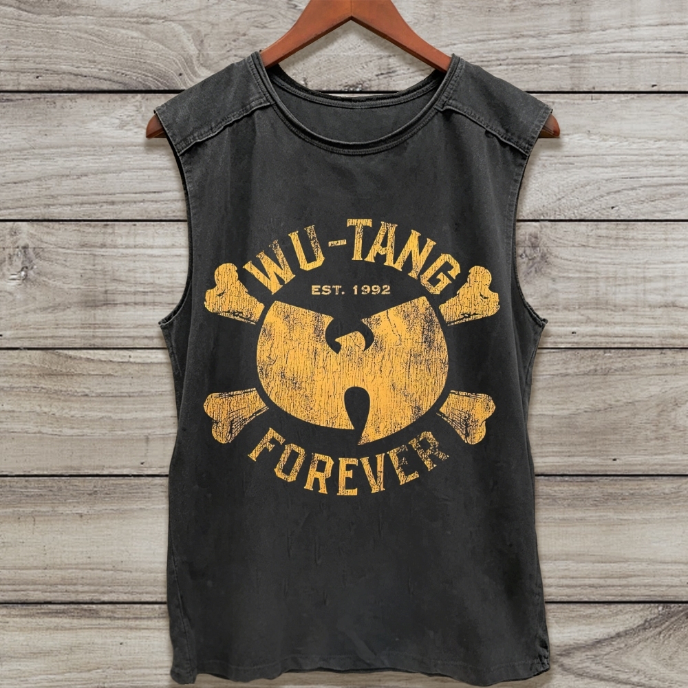 Hip-Hop Forever Logo Sleeveless Washed Tank Top