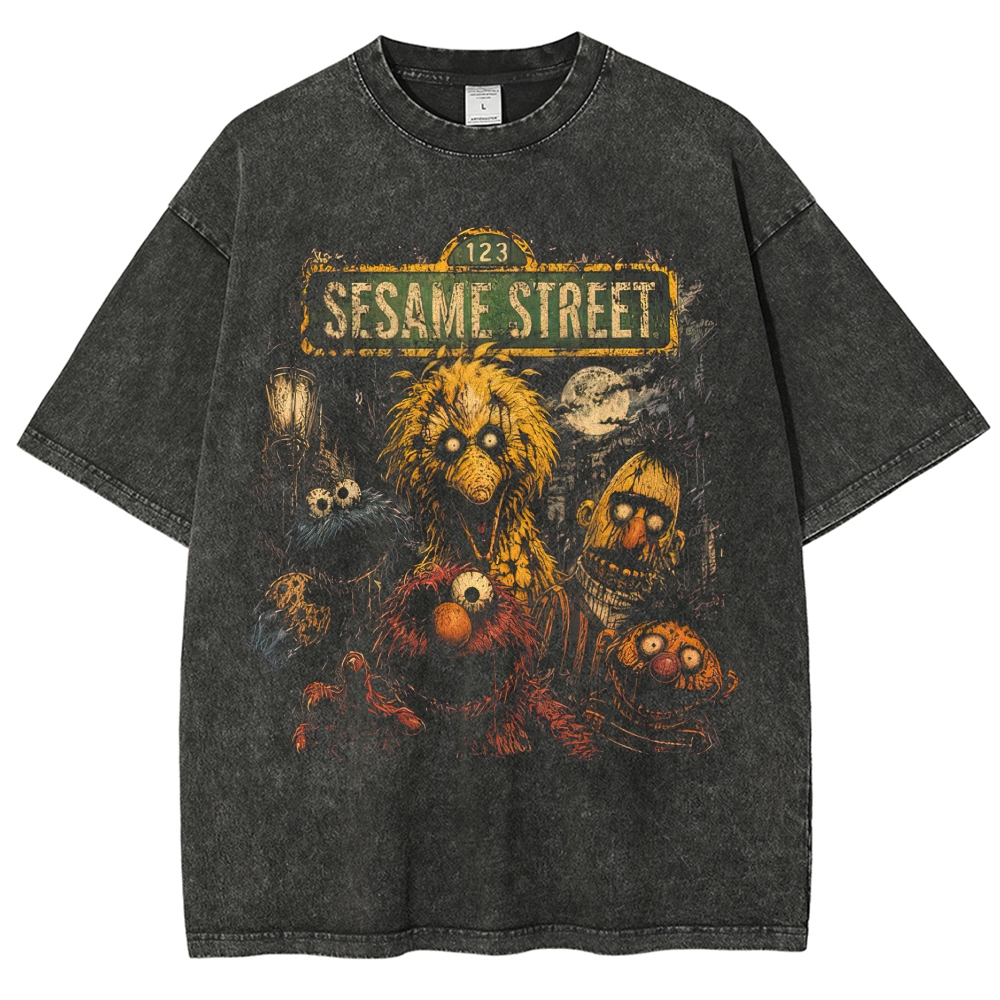 Horror Street Character Graphic Vintage Washed T-Shirt