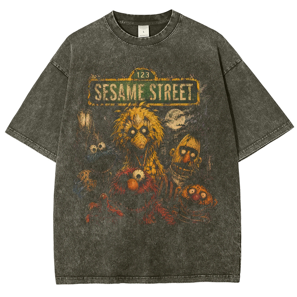 Horror Street Character Graphic Vintage Washed T-Shirt