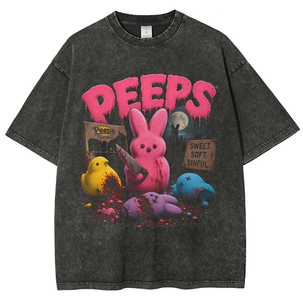 Horror Bunny Candy Graphic Vintage Washed T-Shirt