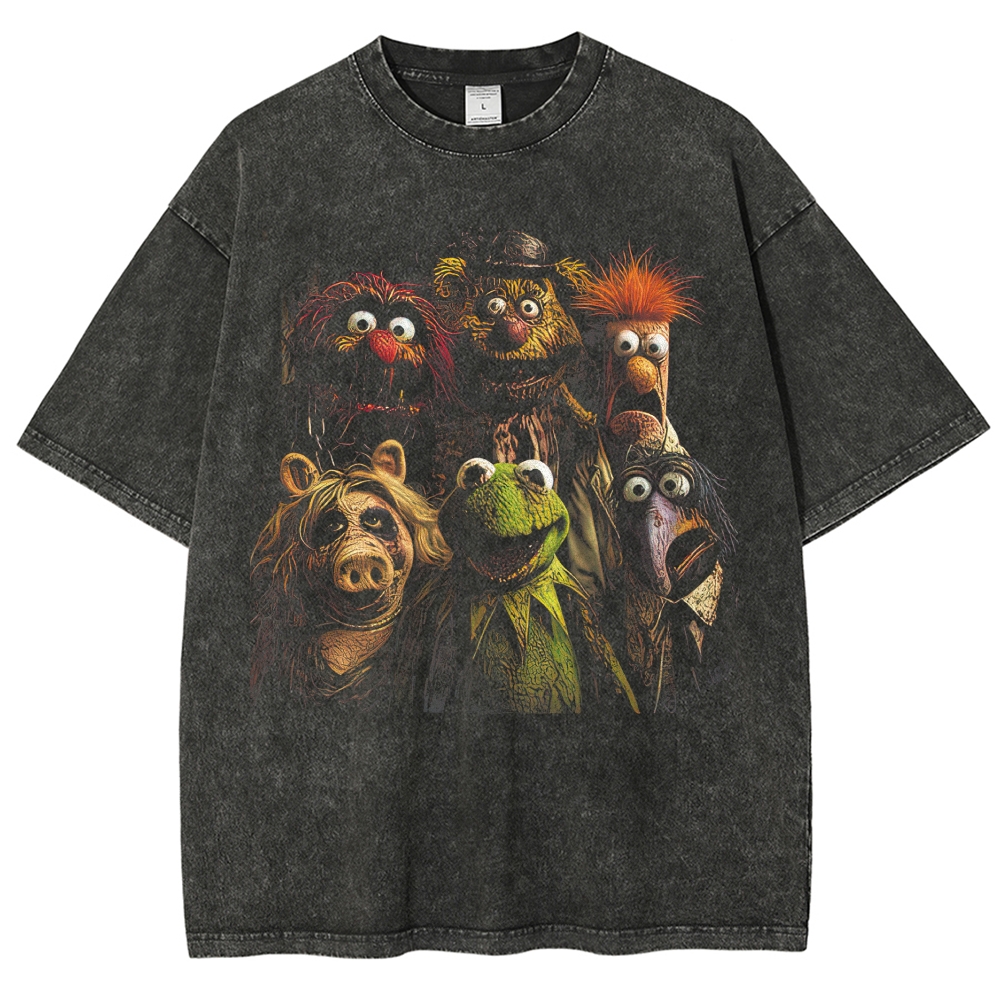 Horror Muppet Character Graphic Vintage Washed T-Shirt