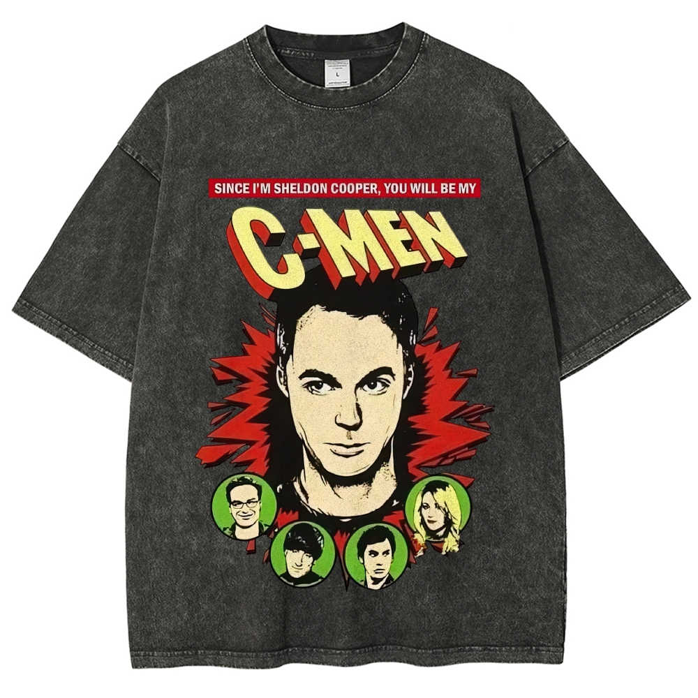 Comedy Nerd Superhero Parody Graphic Washed T-Shirt