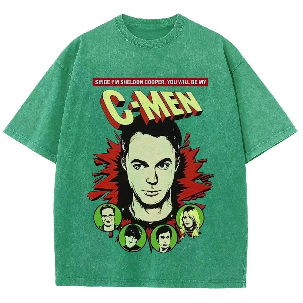 Comedy Nerd Superhero Parody Graphic Washed T-Shirt