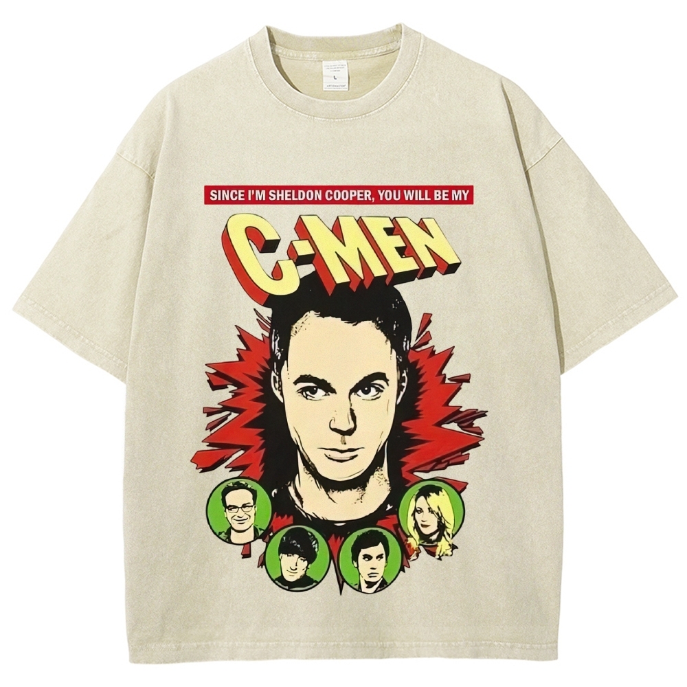Comedy Nerd Superhero Parody Graphic Washed T-Shirt