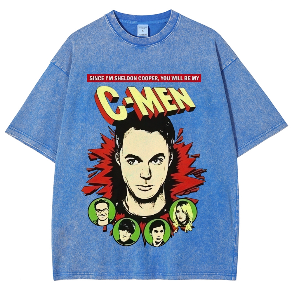 Comedy Nerd Superhero Parody Graphic Washed T-Shirt