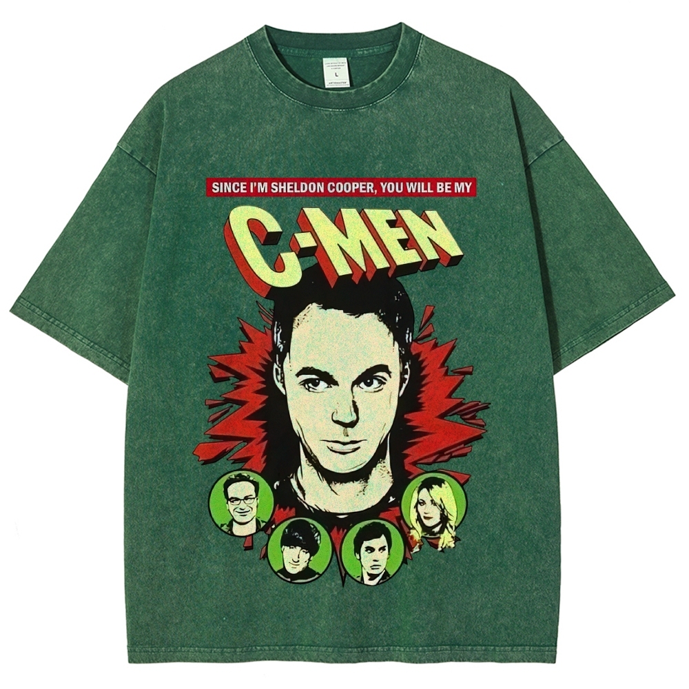 Comedy Nerd Superhero Parody Graphic Washed T-Shirt