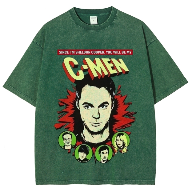 Comedy Nerd Superhero Parody Graphic Washed T-Shirt
