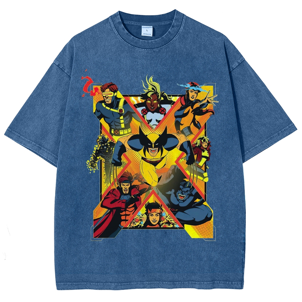 Mutant Superhero Team Retro Graphic Washed T-Shirt