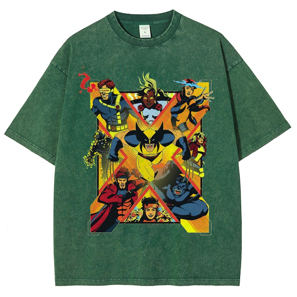 Mutant Superhero Team Retro Graphic Washed T-Shirt